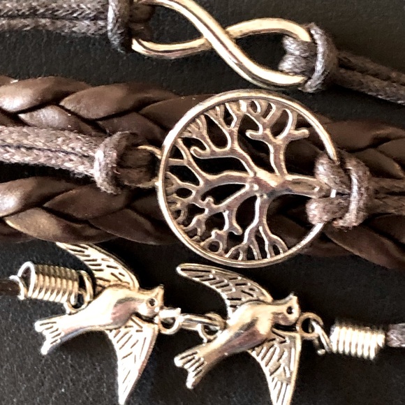 NEW 2 Boho Bracelets Thick Braided Bracelet & Artisan Leather Bracelet - Picture 3 of 5